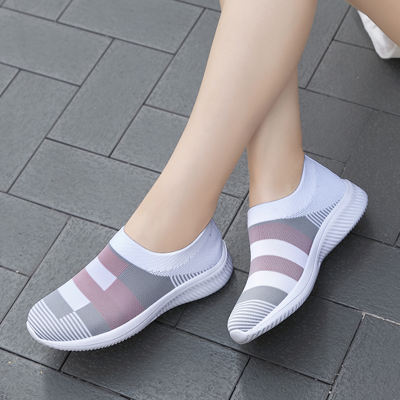 womens colorblock sock sneakers comfortable breathable slip on sports shoes casual walking shoes details 0