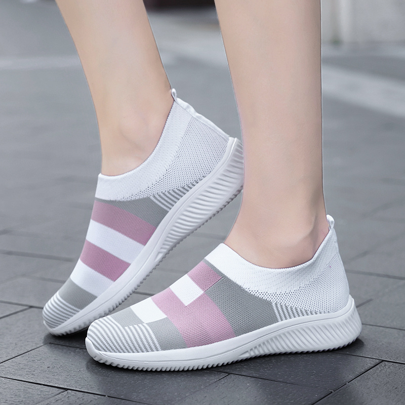 womens colorblock sock sneakers comfortable breathable slip on sports shoes casual walking shoes details 3