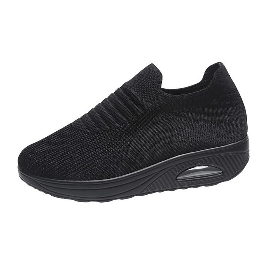 air cushion sports running shoes breathable slip on casual shoes flying woven arch support sneakers for women details 5