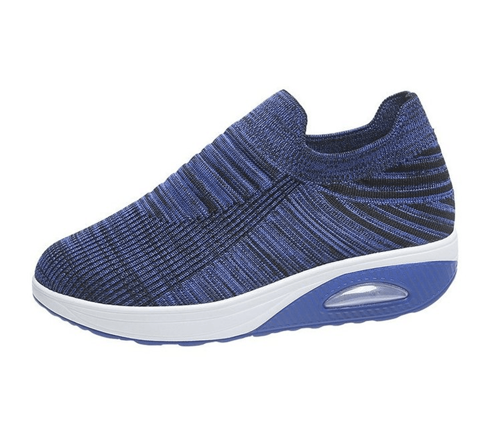 air cushion sports running shoes breathable slip on casual shoes flying woven arch support sneakers for women details 8