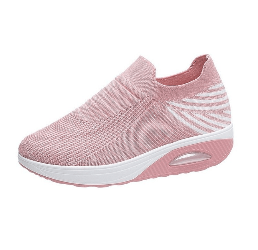 air cushion sports running shoes breathable slip on casual shoes flying woven arch support sneakers for women details 9