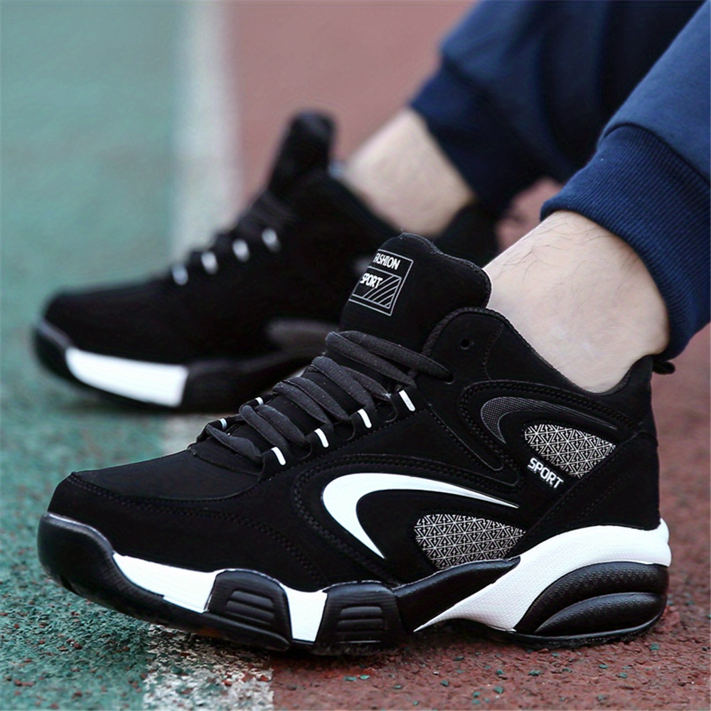 mens trendy lace up chunky shoes casual outdoor anti skid durable sneakers details 1