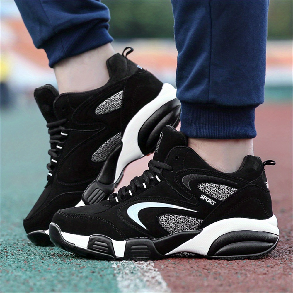 mens trendy lace up chunky shoes casual outdoor anti skid durable sneakers details 4