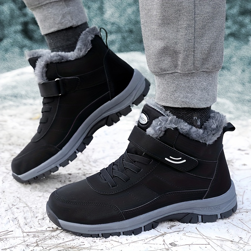 mens slip resistant snow boots winter thermal shoes sneakers windproof hiking boots with fuzzy lining details 7