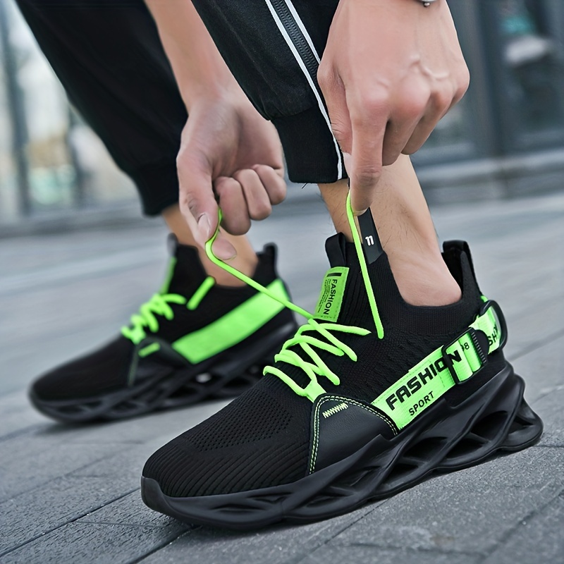 mens trendy breathable lace up blade sneakers casual walking running shoes with assorted colors for halloween details 3