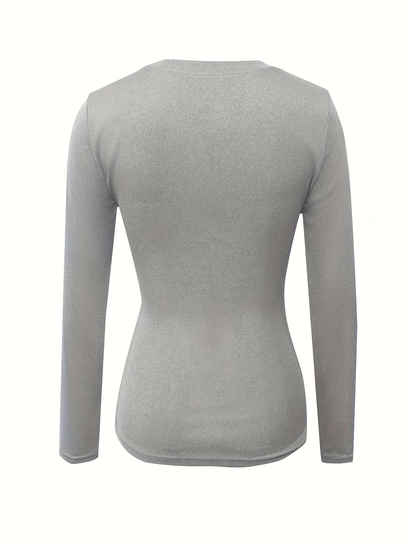 solid ribbed long sleeve skinny t shirt versatile crew neck slim top womens clothing details 14