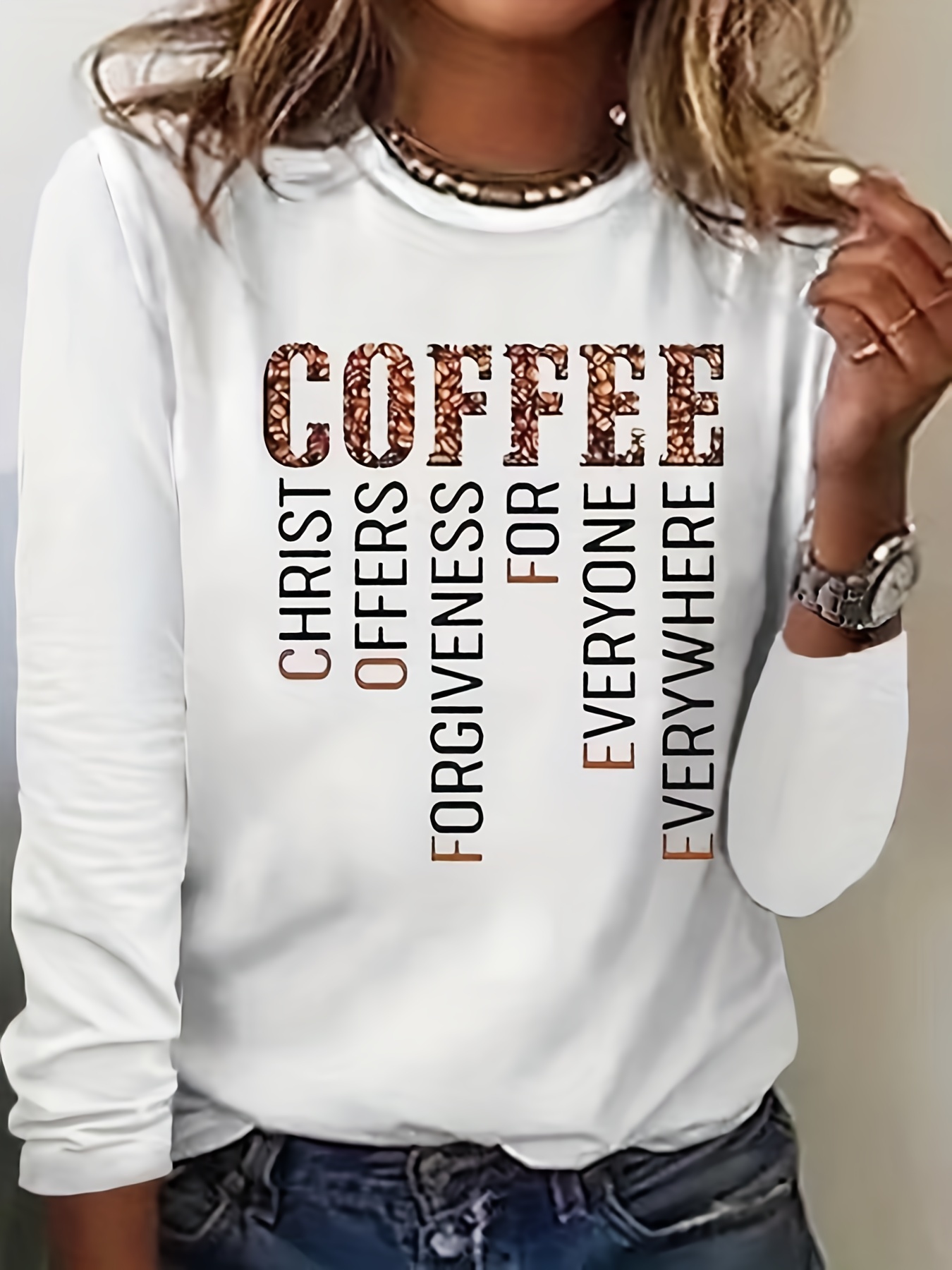 letter print crew neck t shirt casual long sleeve t shirt for spring fall womens clothing details 3