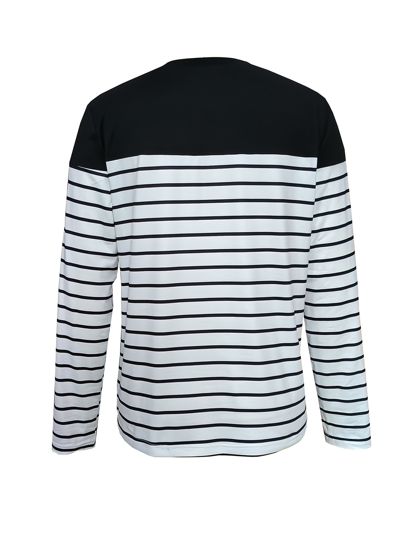 stripe print crew neck t shirt casual long sleeve top for spring fall womens clothing details 15