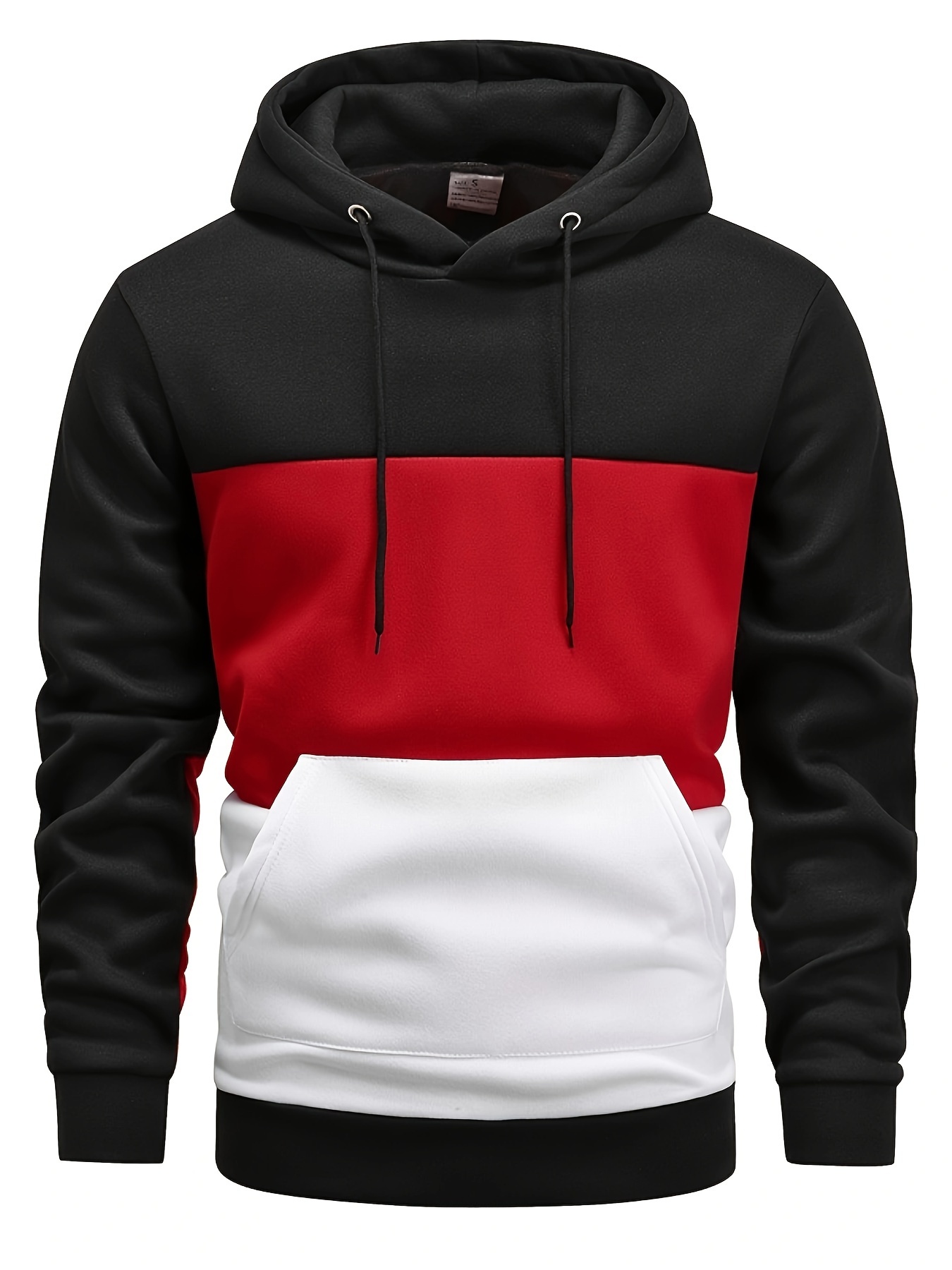 color block hoodie cool hoodies for men mens casual graphic design pullover hooded sweatshirt with kangaroo pocket streetwear for winter fall as gifts details 5