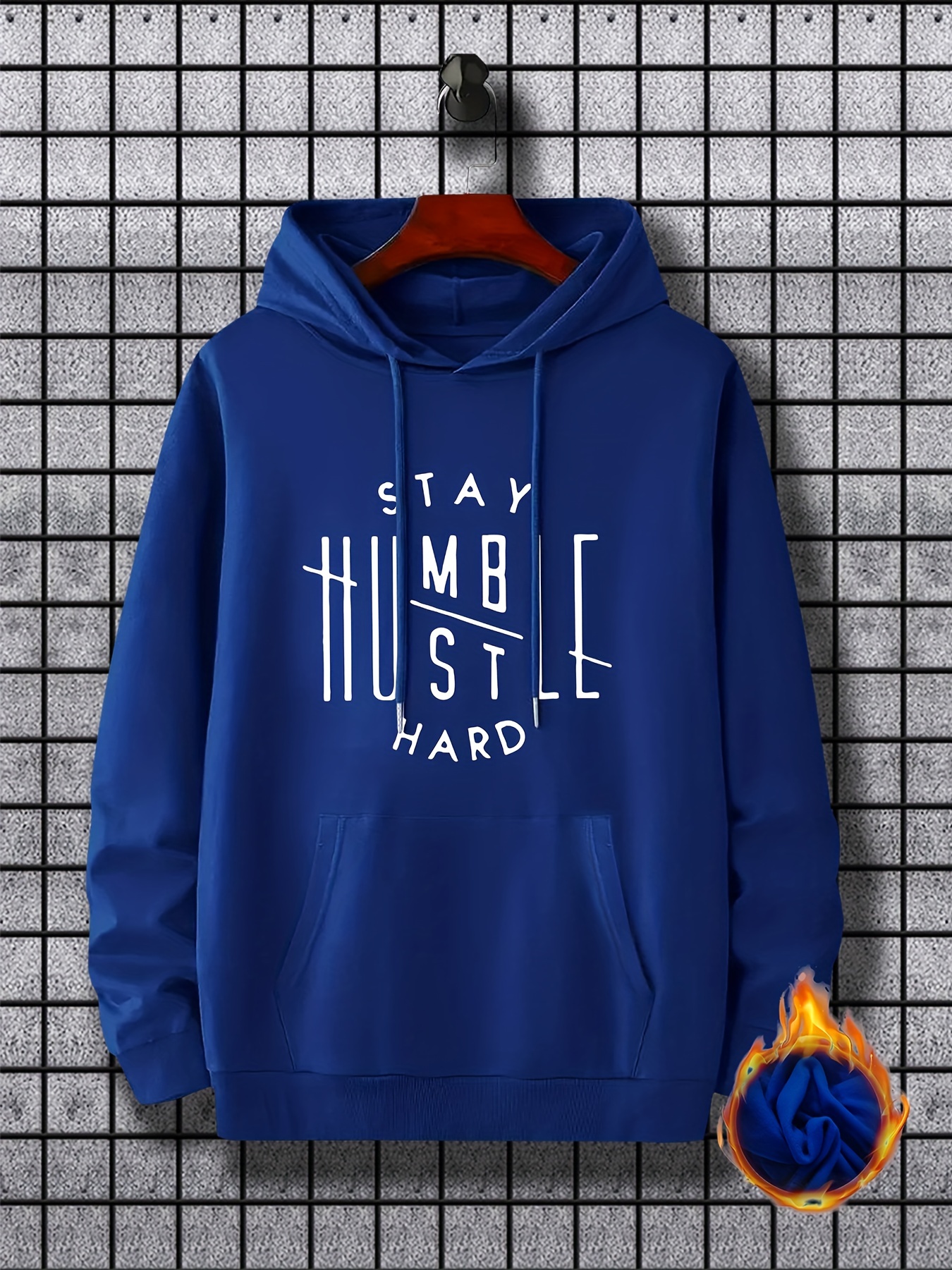 stay humble hustle print hoodie cool hoodies for men mens casual graphic design pullover hooded sweatshirt with kangaroo pocket streetwear for winter fall as gifts details 10