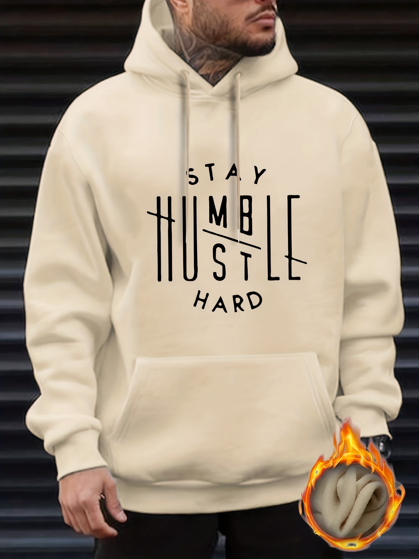 stay humble hustle print hoodie cool hoodies for men mens casual graphic design pullover hooded sweatshirt with kangaroo pocket streetwear for winter fall as gifts details 41