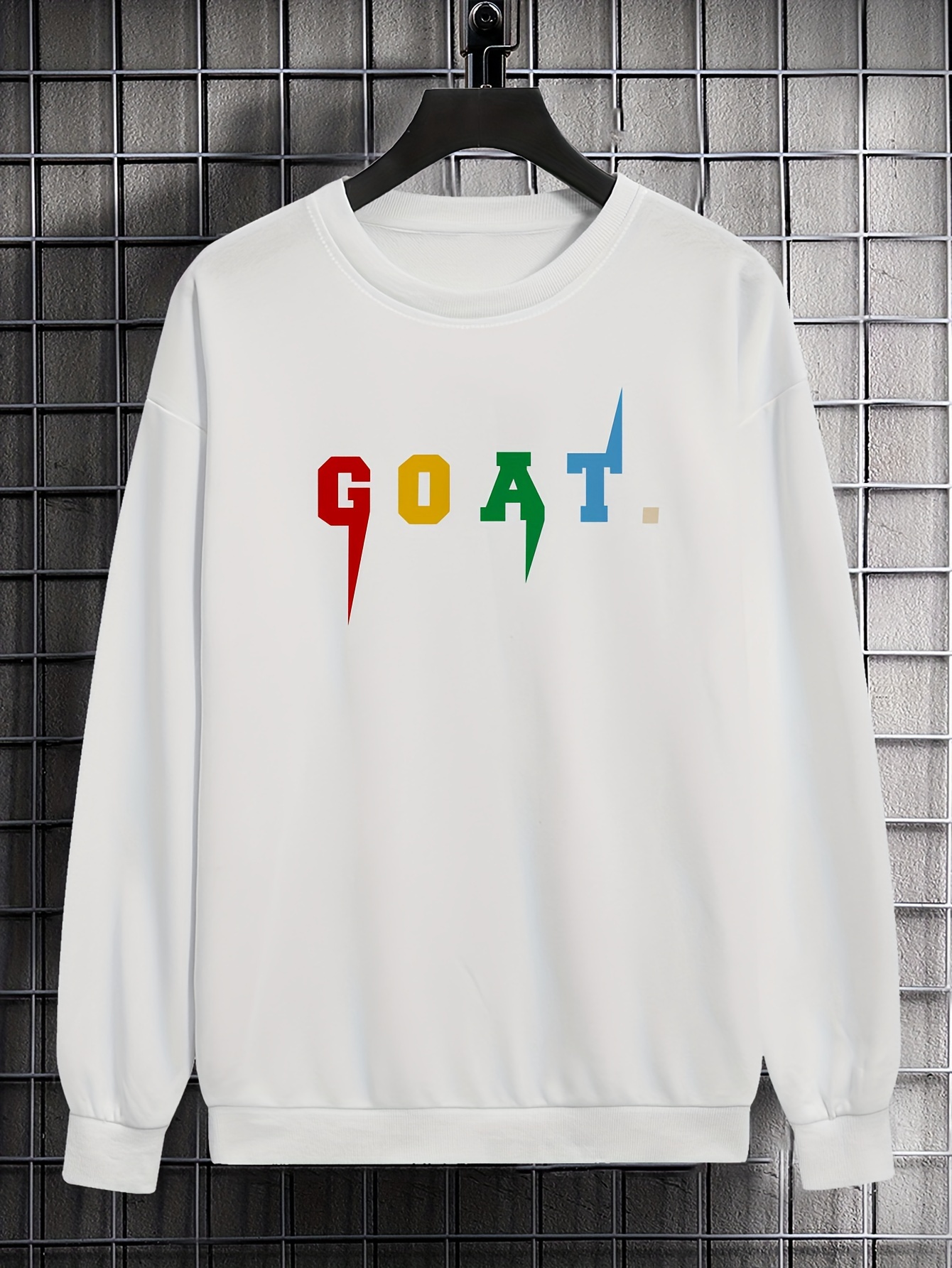 goat print trendy sweatshirt mens casual graphic design crew neck pullover sweatshirt for men fall winter details 12