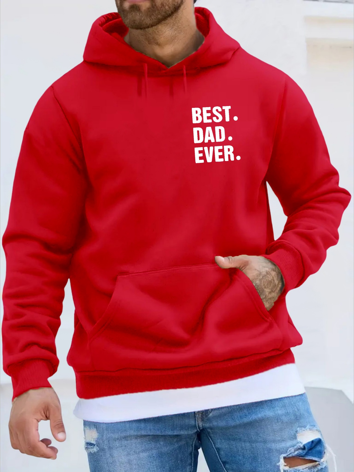 best dad ever print kangaroo pocket fleece sweatshirt hoodie pullover fashion street style long sleeve sports tops graphic pullover shirts for men autumn winter gifts details 0