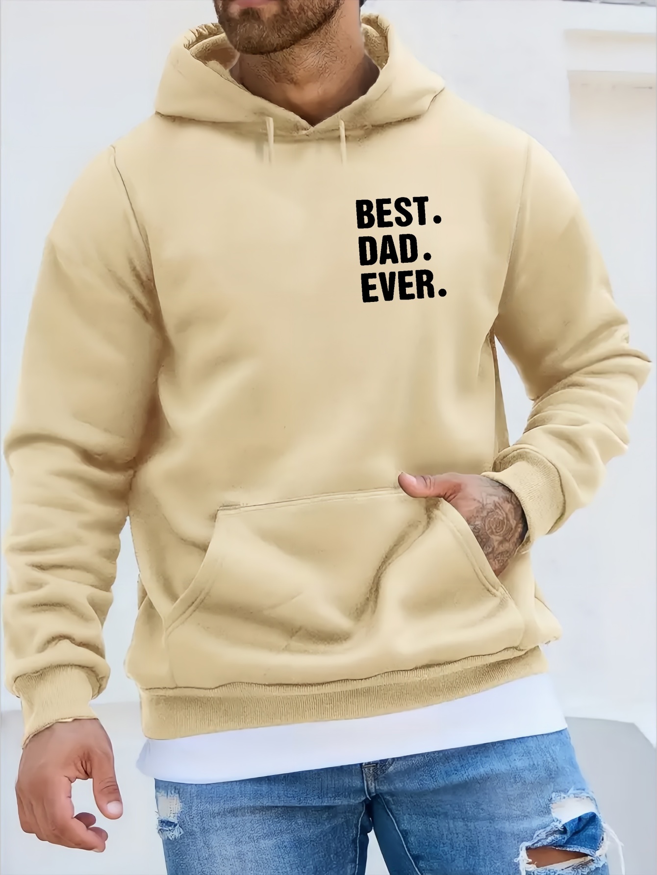 best dad ever print kangaroo pocket fleece sweatshirt hoodie pullover fashion street style long sleeve sports tops graphic pullover shirts for men autumn winter gifts details 7