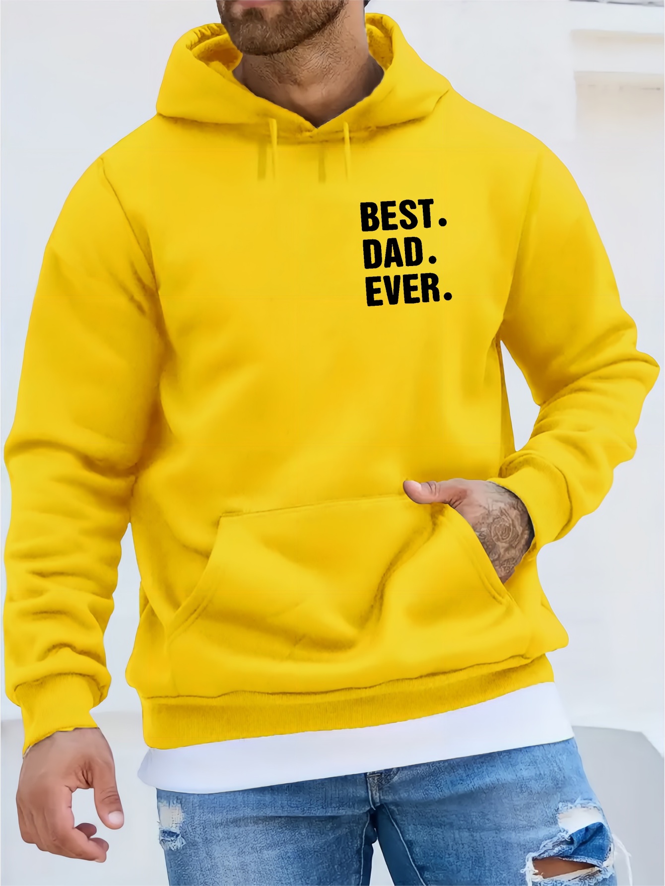 best dad ever print kangaroo pocket fleece sweatshirt hoodie pullover fashion street style long sleeve sports tops graphic pullover shirts for men autumn winter gifts details 13