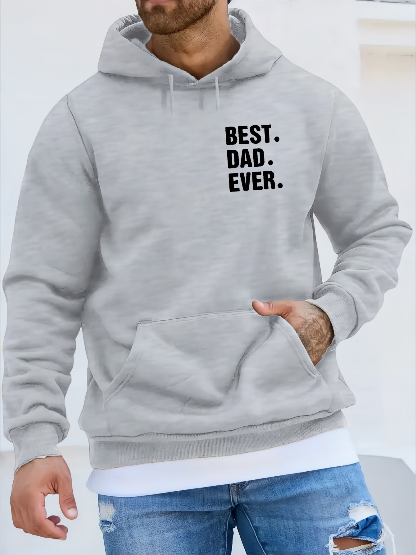 best dad ever print kangaroo pocket fleece sweatshirt hoodie pullover fashion street style long sleeve sports tops graphic pullover shirts for men autumn winter gifts details 20