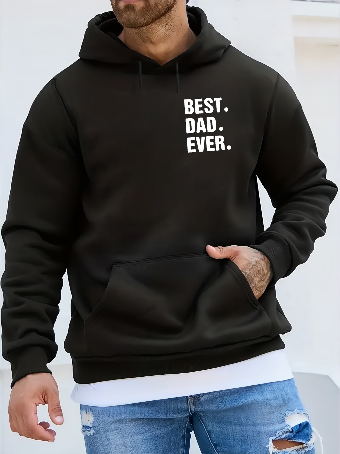 best dad ever print kangaroo pocket fleece sweatshirt hoodie pullover fashion street style long sleeve sports tops graphic pullover shirts for men autumn winter gifts details 27