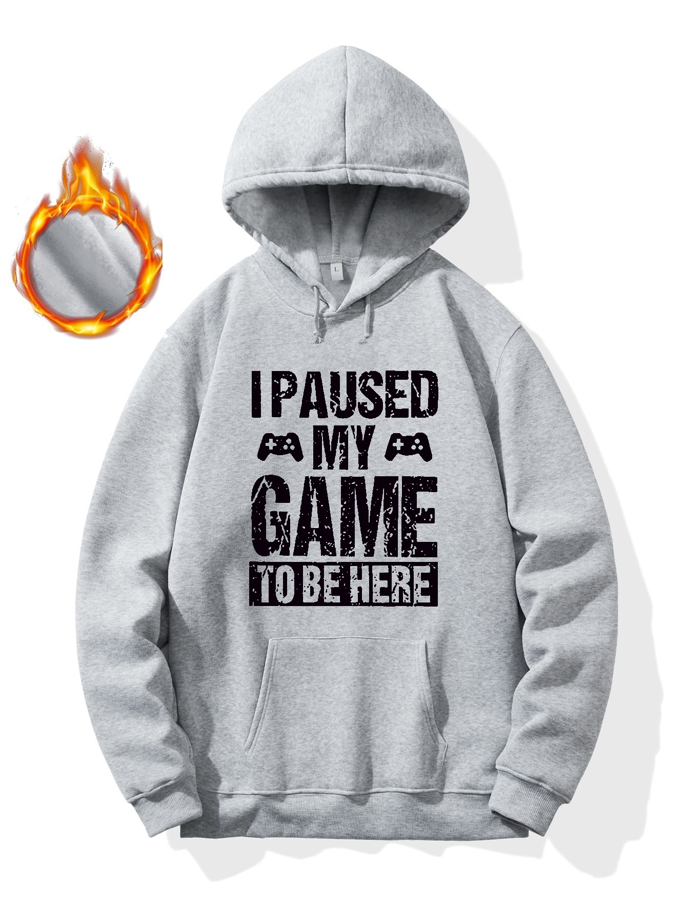 funny i paused my game print hoodie cool hoodies for men mens casual graphic design pullover hooded sweatshirt with kangaroo pocket streetwear for winter fall as gifts details 0