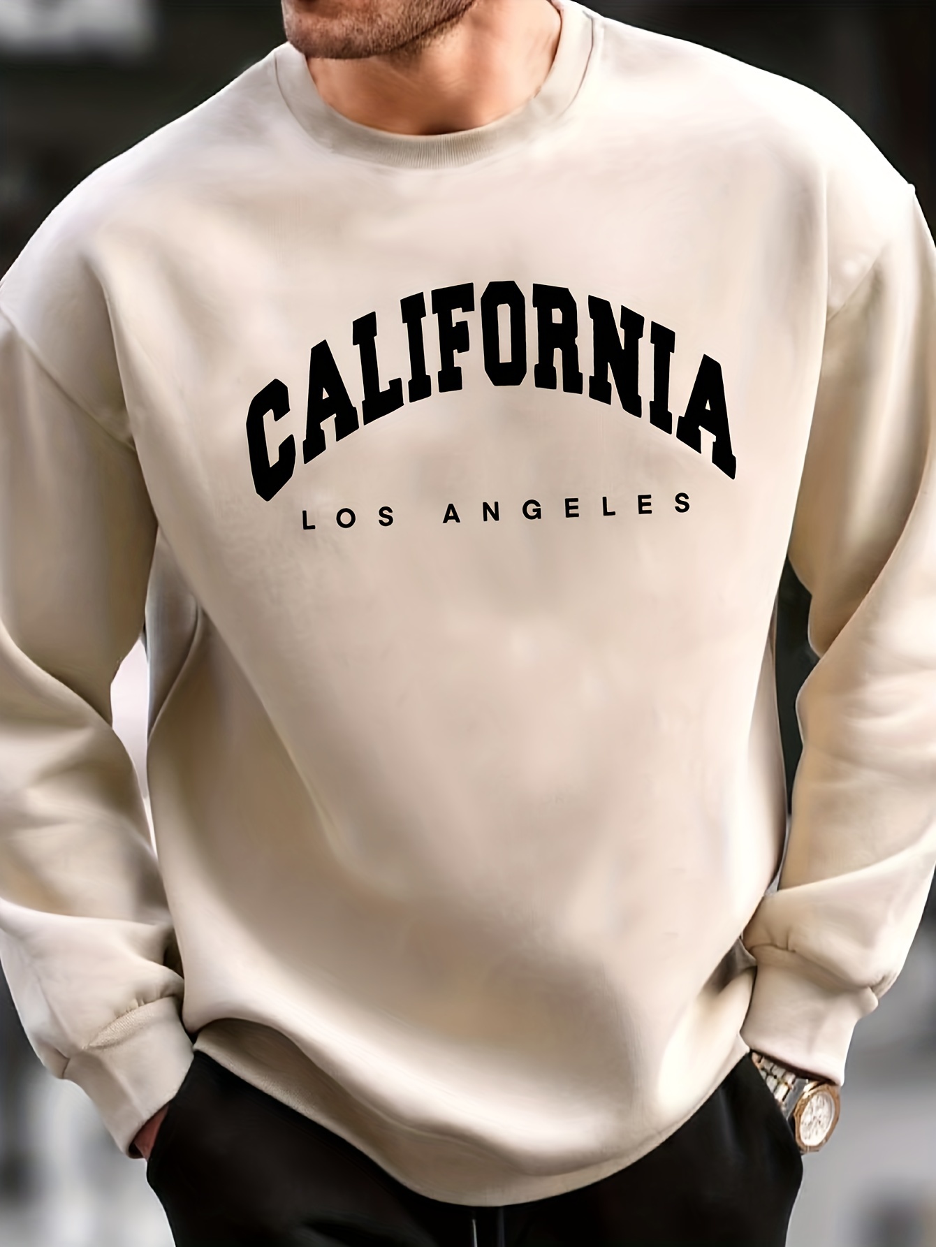 california print trendy sweatshirt mens casual graphic design slightly stretch crew neck pullover sweatshirt for autumn winter details 0